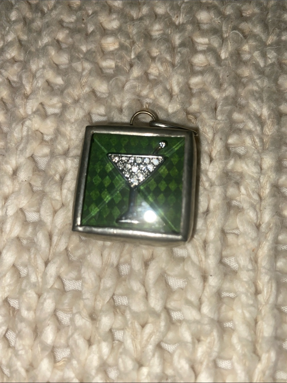 Jewel Kade Green and Silver Martini Charm Pendant